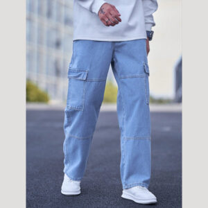 Men’s Light Blue Cargo Denim Jeans