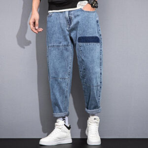 Men’s Tapered Fit Patchwork Denim Jeans