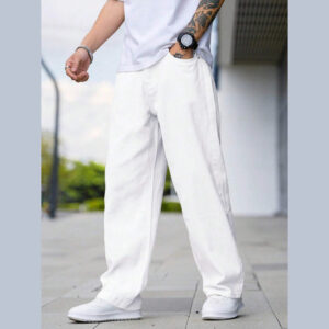 Men’s White Loose Fit Casual Jeans