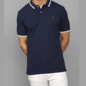 Men’s Navy Blue Polo T-Shirt – Classic Cotton Slim Fit
