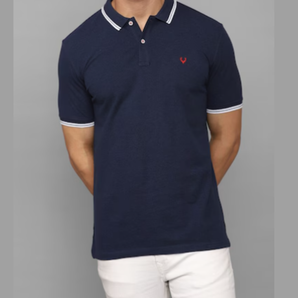 Men’s Navy Blue Polo T-Shirt – Classic Cotton Slim Fit