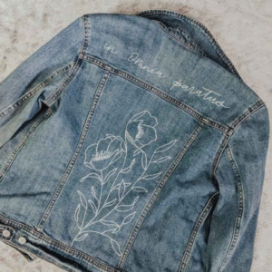 Handmade Embroidered Denim Jacket – Floral Design