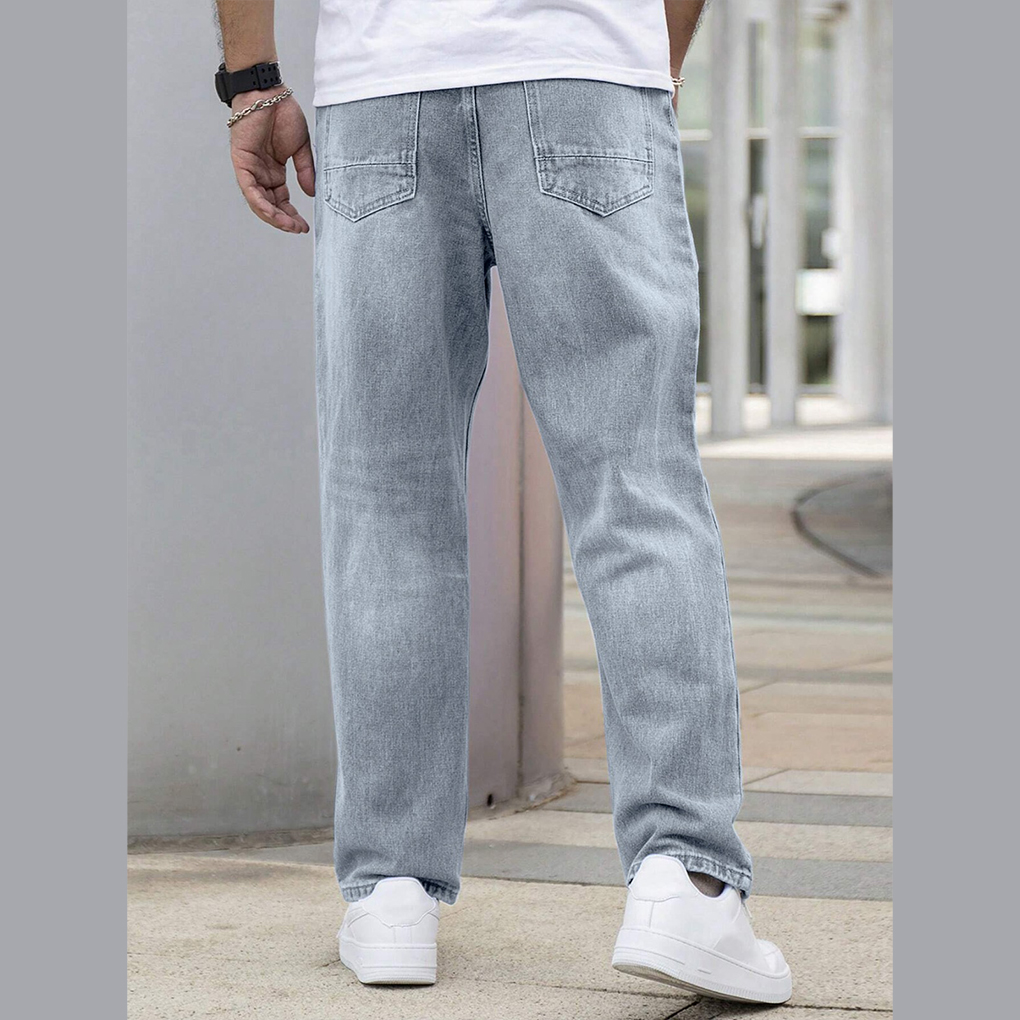 Men’s Light Grey Relaxed Fit Jeans - Image 2