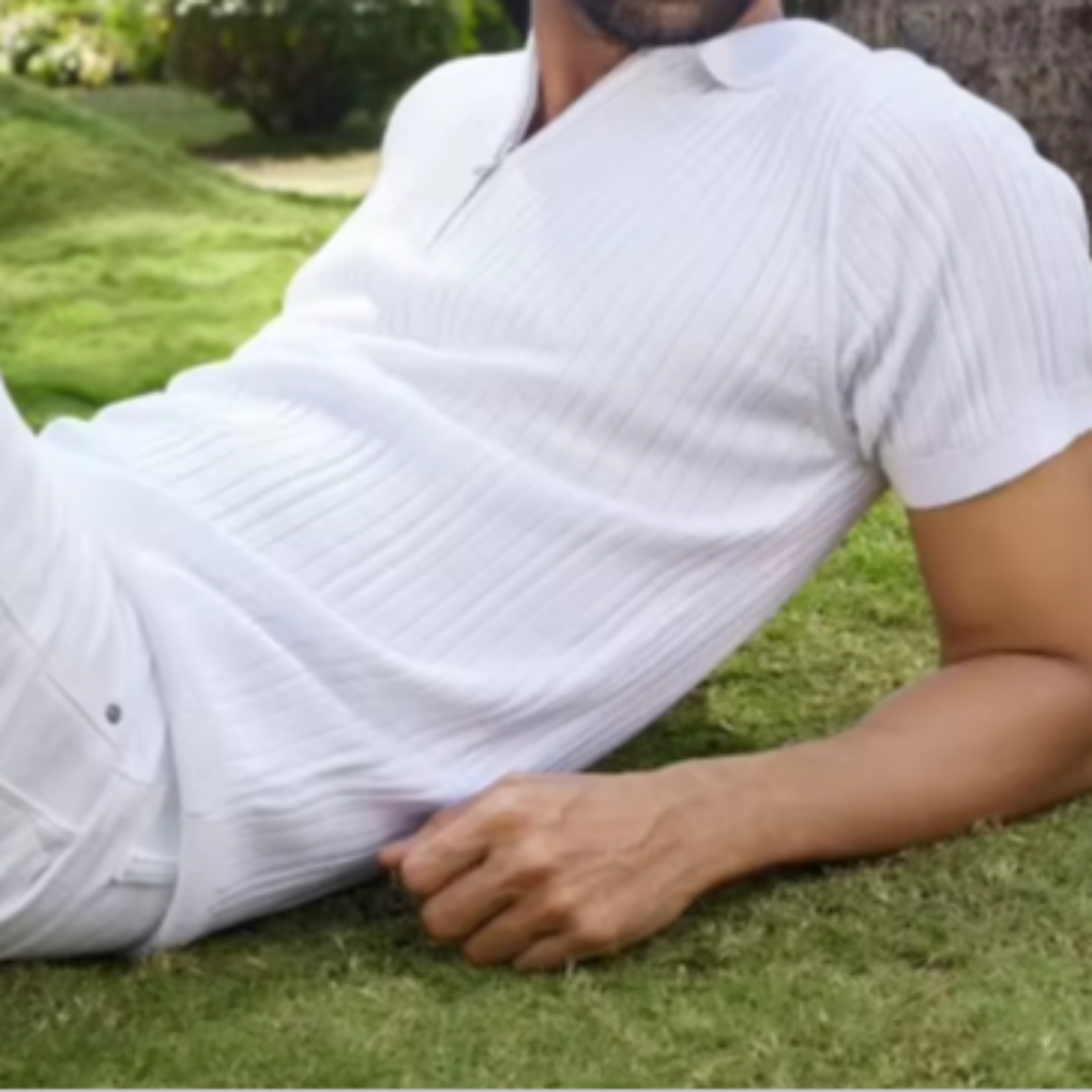 Men’s White Ribbed Zipper Polo T-Shirt – 100% Mercerized Cotton - Image 3