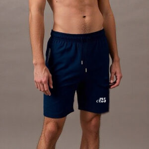 Men’s Dark Blue Athletic Shorts with Zipper Pockets
