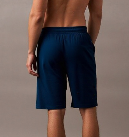 Men’s Dark Blue Athletic Shorts with Zipper Pockets - Image 3