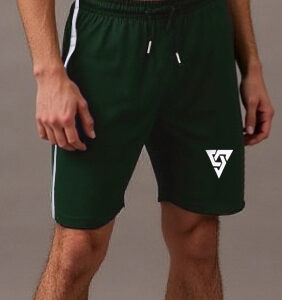 Men’s Mehndi Athletic Shorts with Geometric Logo – Zipper Pocket