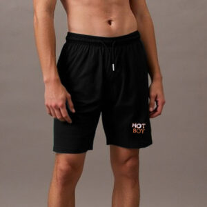 Men’s Black Athletic Shorts with Zipper Pockets – “HOT BOY” Print