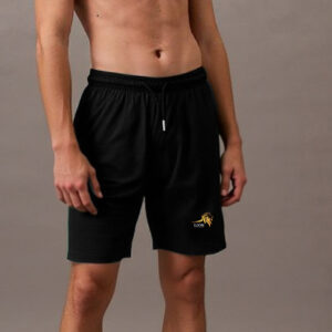 Men’s Black Athletic Shorts with Zipper Pockets – Lion
