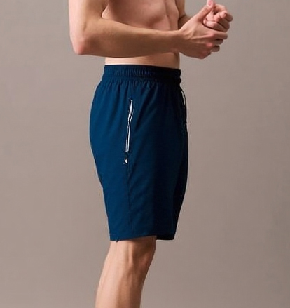 Men’s Dark Blue Athletic Shorts with Zipper Pockets - Image 2