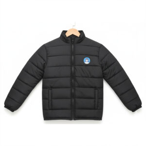 Men’s Black Puffer Jacket with Logo Patch – Warm, Lightweight & Stylish Winter Wear